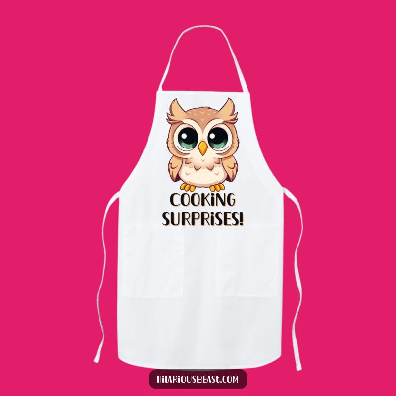 Funny Curious Owl Apron - Enormous Eyes Kitchen Surprise Gift