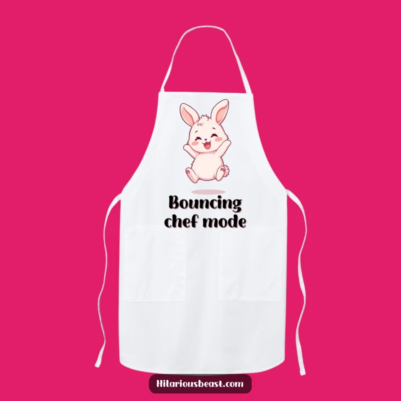 Funny Bunny Bouncing Apron: Joyful Pink Rabbit Chef's Gear Gift