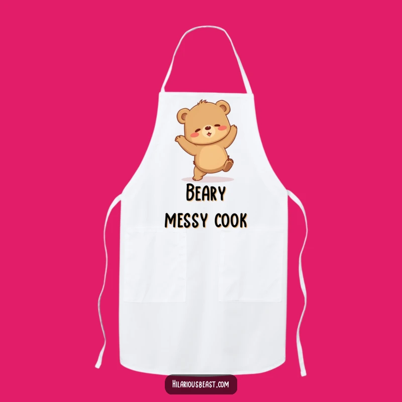 Funny Clumsy Bear Cub Apron, Shaky Dance Kitchen Wear, Humorous Cooking Gift Idea