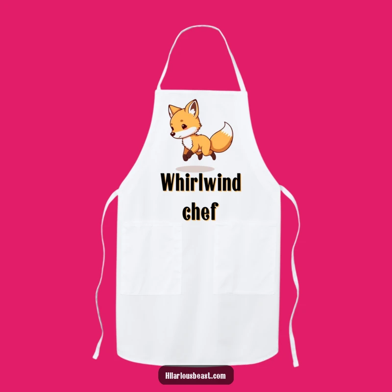 Funny Fox Cub Apron - Chef Tail Chasing Kitchen Wear, Hilarious Gift