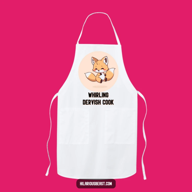 Funny Fox Cub Tail Chase Apron - Energetic & Hilarious Kitchen Gift