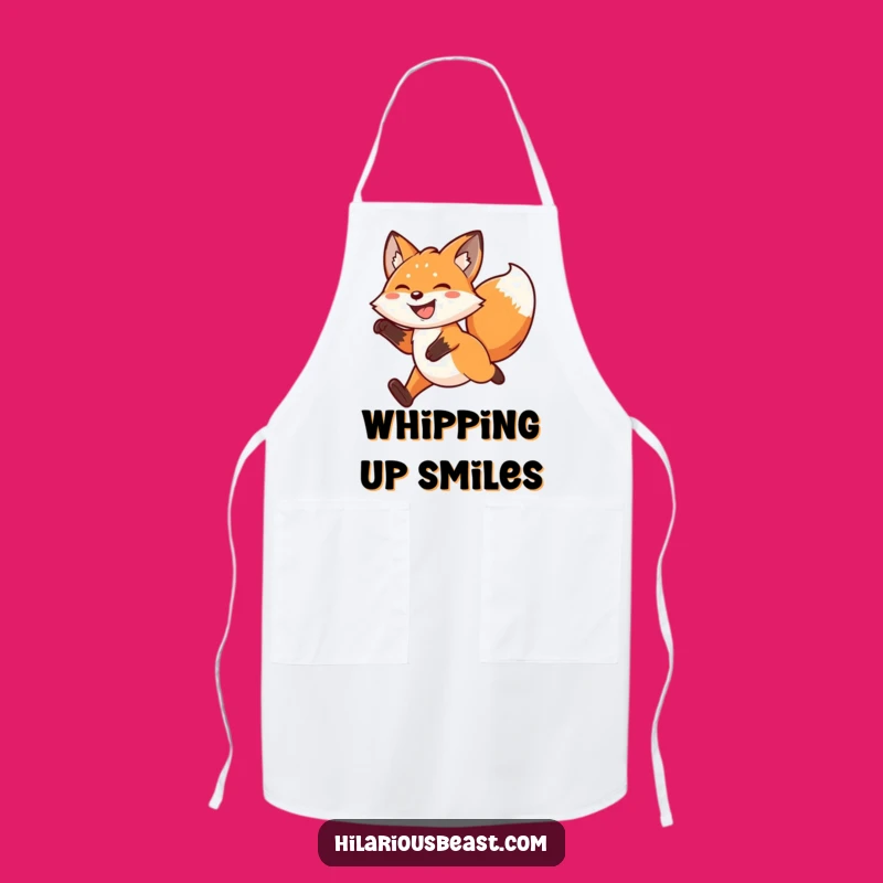 Funny Kawaii Fox Leaping Apron Cook with Playful Energy and Style