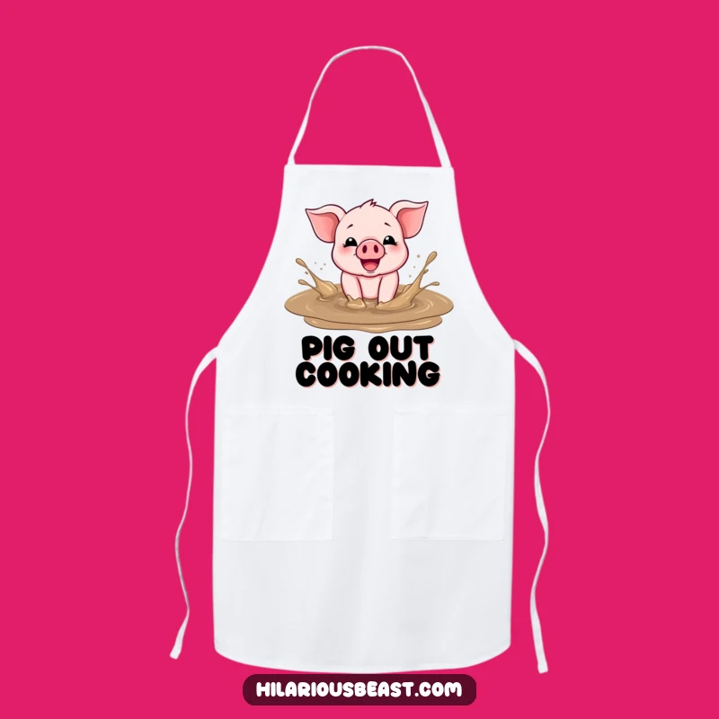 Funny Piglet Apron: Cheerful Mud Splasher, Great Comedic Kitchen Gift