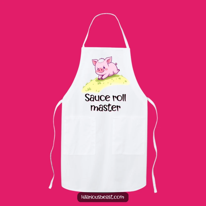 Funny Purple Piglet Rolling Apron - Happy Hillside Piggy Kitchen Gift