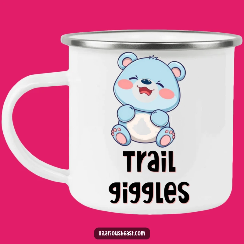 Funny Blue Bear Cub Giggling Camping Mug: Adventure-Ready Hilarious Drinkware