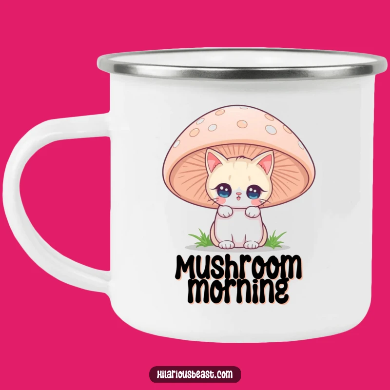 Funny Cat Mushroom Camping Mug: Adventures in Whimsical Wonder