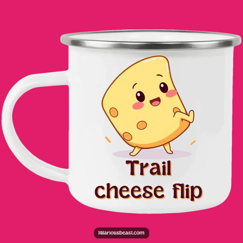 Funny Cheese Cartwheel Camping Mug: Sip with a Smile Outdoors