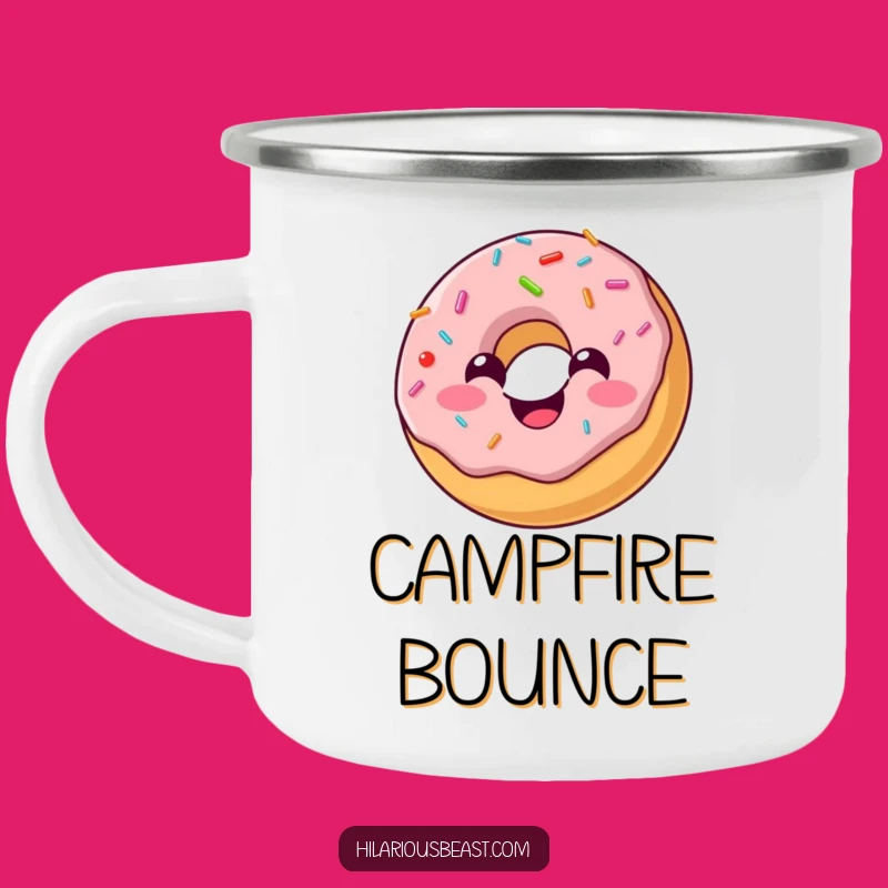 Funny Donut Bounce Camping Mug: Sip Sweetness on Your Adventures