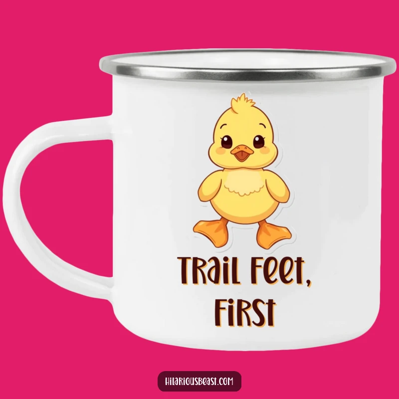 Funny Duckling Camping Mug: Enamel Comical Waddling Duckling, Durable Funny Outdoor Gift