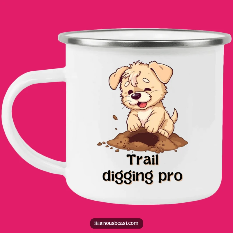 Funny Scruffy Puppy Digging Camping Mug, Hilarious Outdoor Companion for Pups