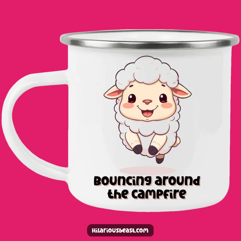 Funny Sheep Grin Camping Mug - Outdoorsy Silly Cup