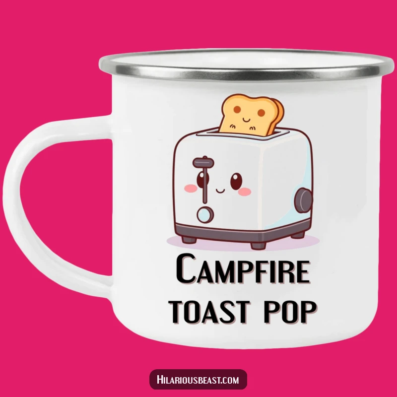 Funny Toaster Camping Mug - Happy Pop-Up Toast, Breakfast Outdoor Humor