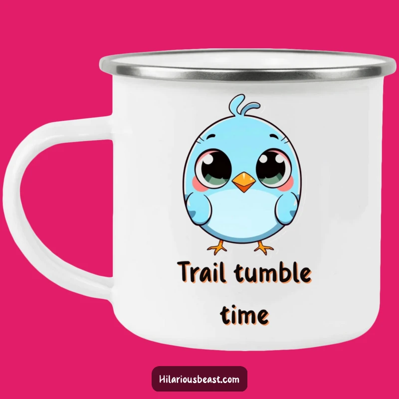 Funny Blue Bird Tripping Camping Mug: Wide-Eyed Adventure Companion