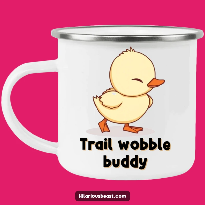 Funny Duckling Camping Mug - Enamel Tripping Chick Cup, Outdoor Laugh Gift