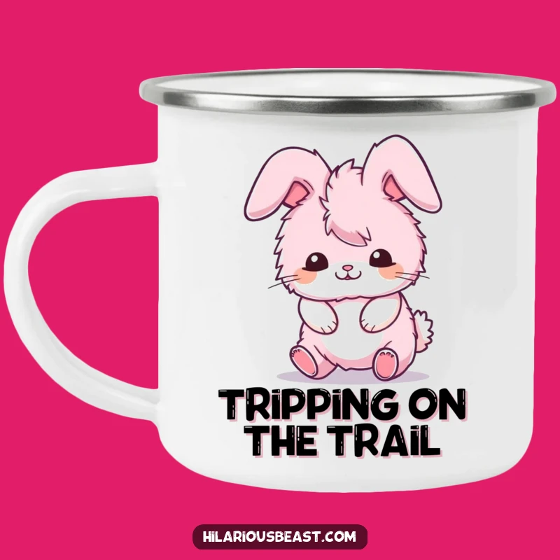 Funny Bunny Camping Mug: Durable Tripping Enamel Cup, Adventurous Funny Gift