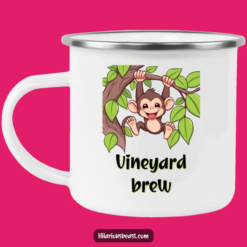 Funny Monkey Camping Mug: Mischievous Vine Swinger, Perfect Comedic Outdoor Gift