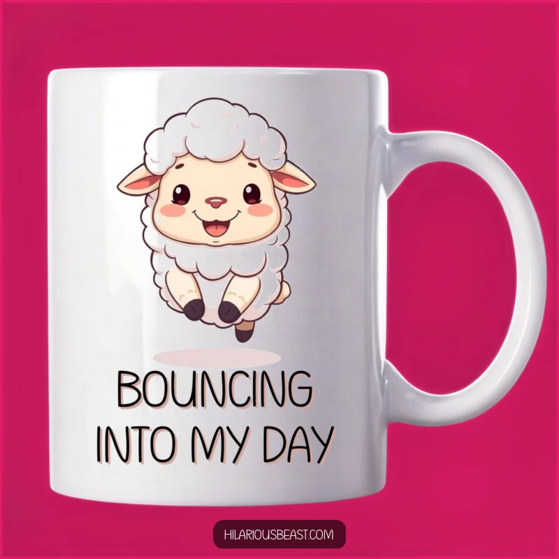 Funny Sheep Grin Mug - Silly Bouncing Fluffy Gift