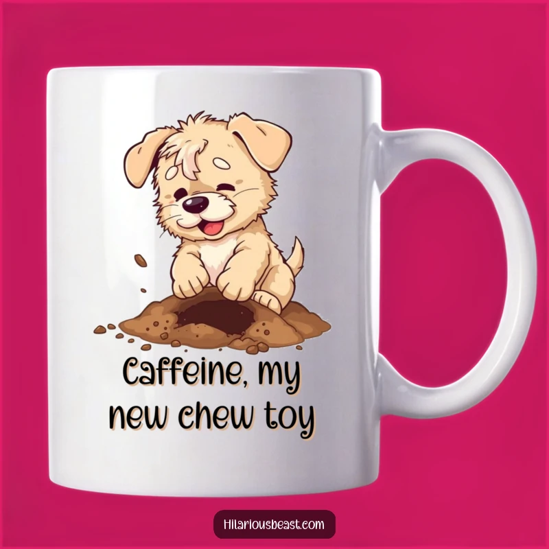 Funny Scruffy Puppy Digging Mug, Hilarious Pet Owner Gift for Dog Lovers