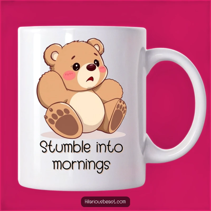 Funny Bear Cub Tripping Mug - Adorable Clumsy Animal Art for a Laugh