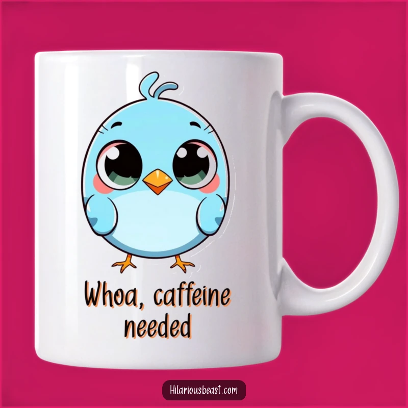 Funny Blue Bird Tripping Mug: Wide-Eyed Goofball Gift for Clumsy Fun