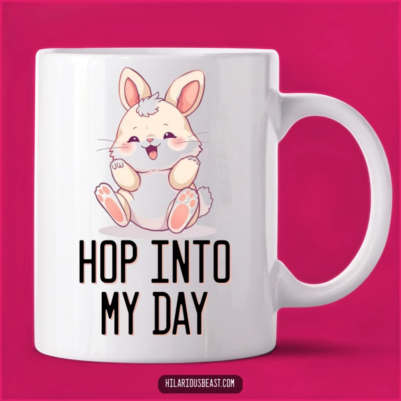 Funny Bunny Cub Rolling Mug - Adorable Playful Pet Art for a Giggly Gift