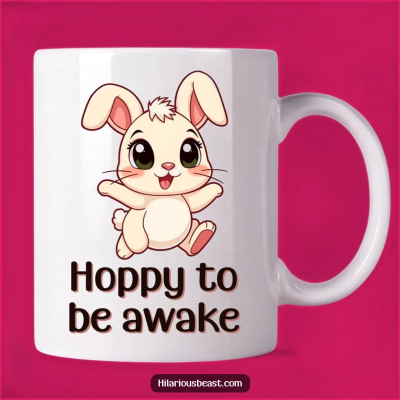 Funny Cartoon Bunny Mug - Floppy Ears, Hopping with Joy, Adorable Gift!