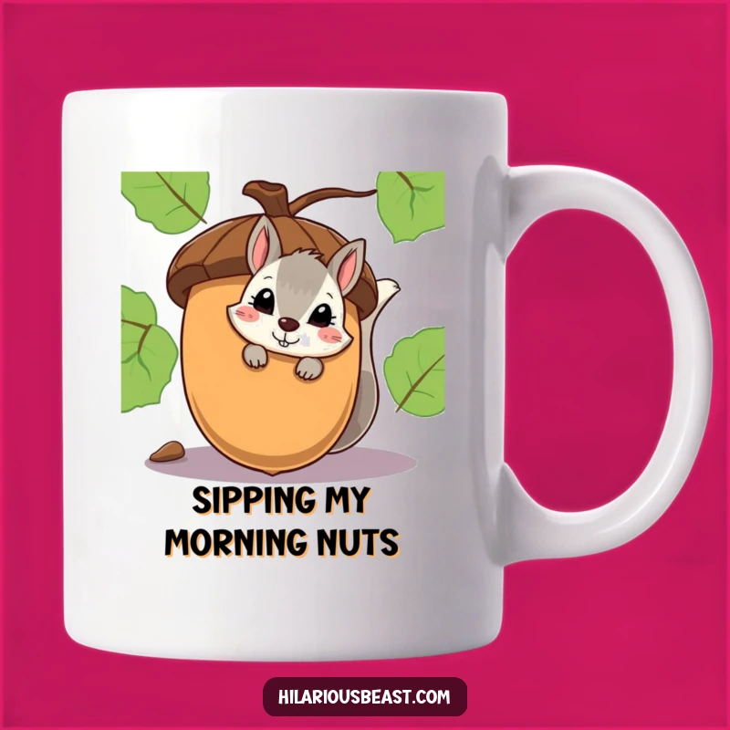 Funny Squirrel Smirk Mug - Shy Acorn Peeker Humorous Gift