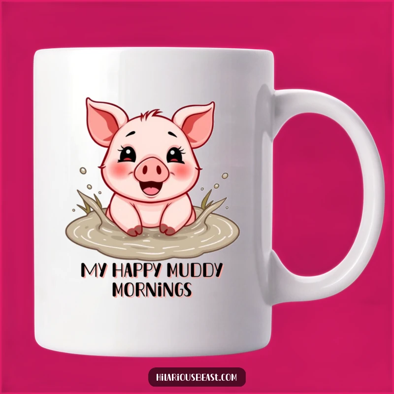 Funny Piglet Mud Puddle Mug - Cheerful Splashing Swine Gift