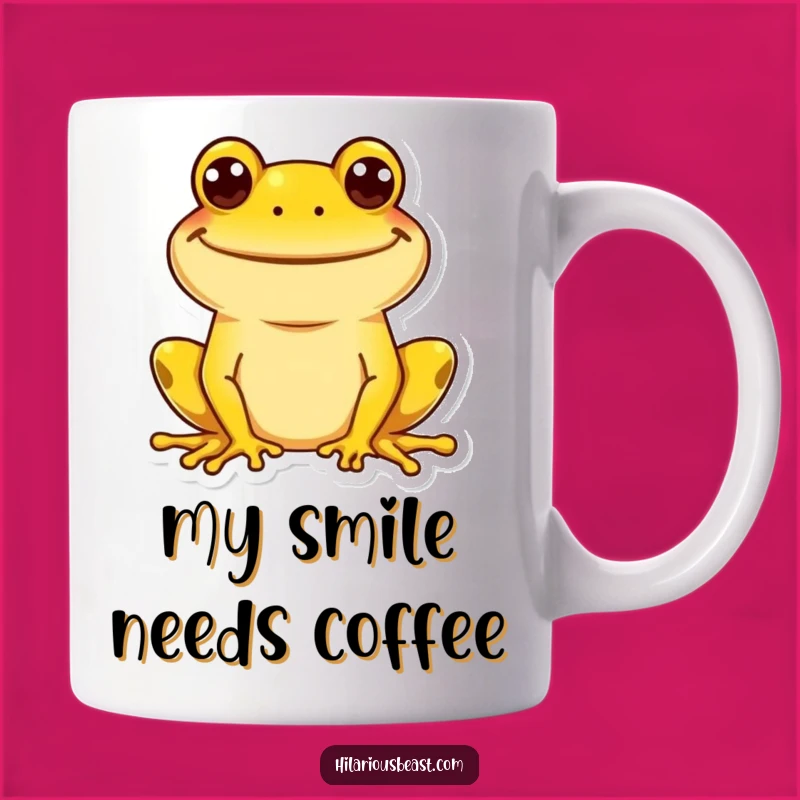 Funny Cheerful Frog Mug, Goofy Grin Design, Perfect Humorous Gift for Frog Lovers