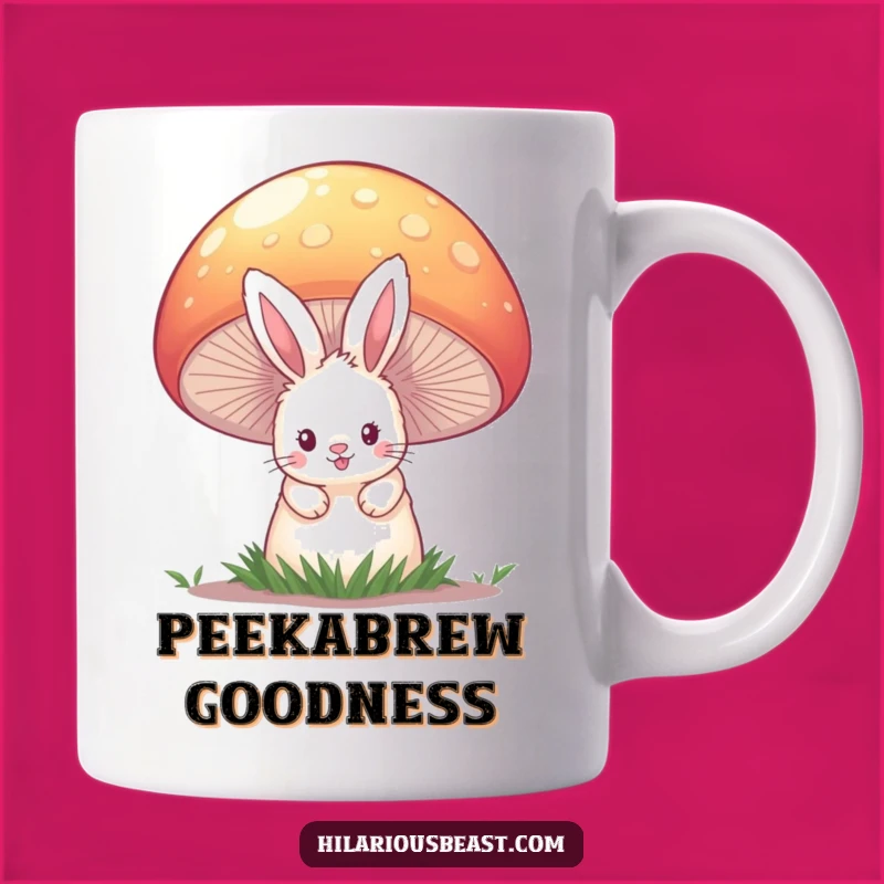 Funny Bunny & Mushroom Mug - Whimsical & Cute Animal Gift for Nature Lovers