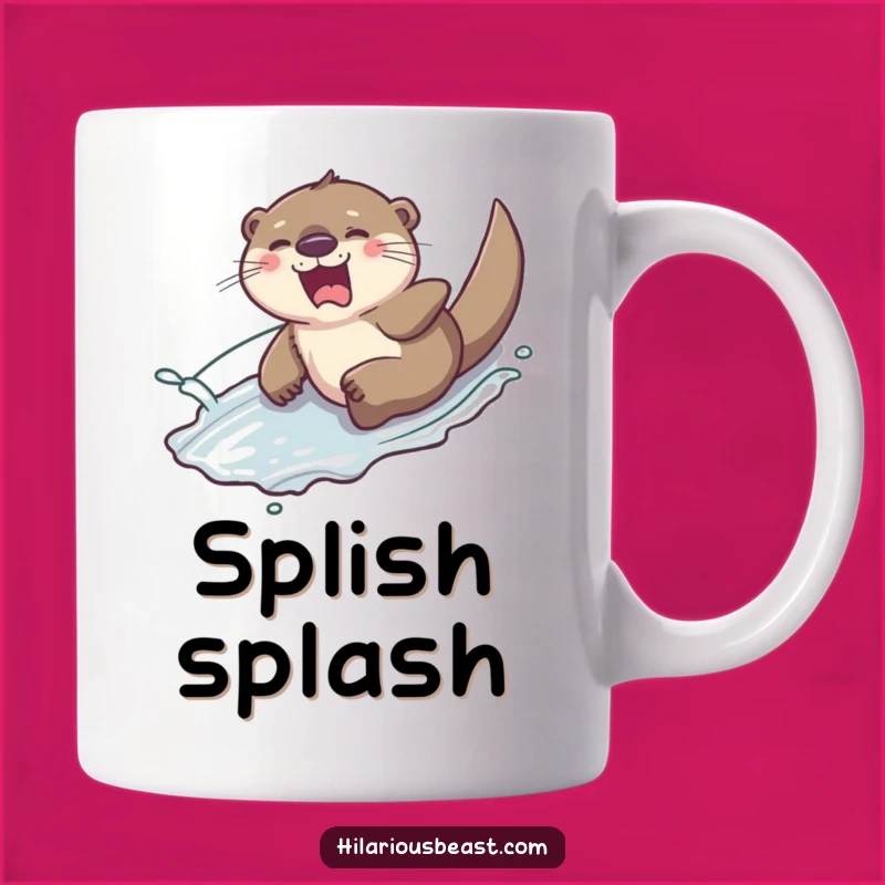 Funny Otter Laughing Mug: Slippery Slide, Water Splash, Playful Joy Gift