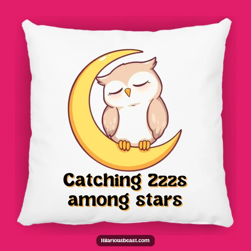 Funny Sleepy Owl Moon Pillow: Cozy Comfort for Dreamy Nights