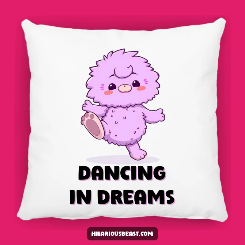 Funny Fluffy Creature Pillow - Purple Dancer, Cozy Cushion, Hilarious Gift