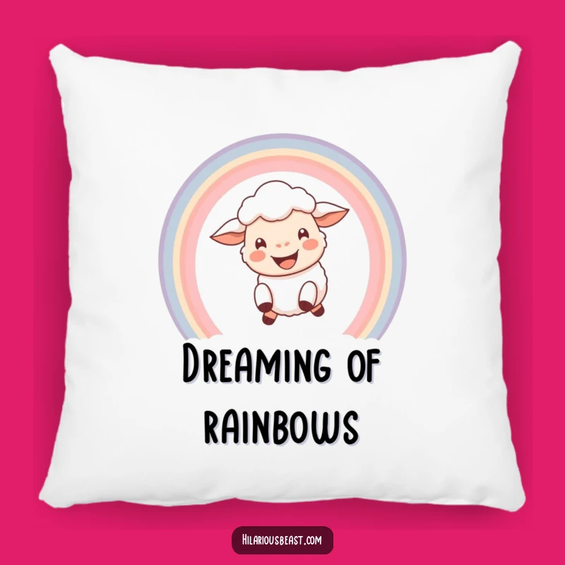 Funny Happy Sheep Rainbow Pillow - Cozy & Hilarious Accent Cushion