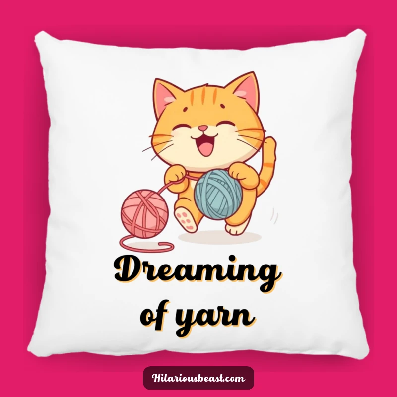 Funny Cat Pillow: Soft Chasing Yarn Cushion, Cozy Funny Gift