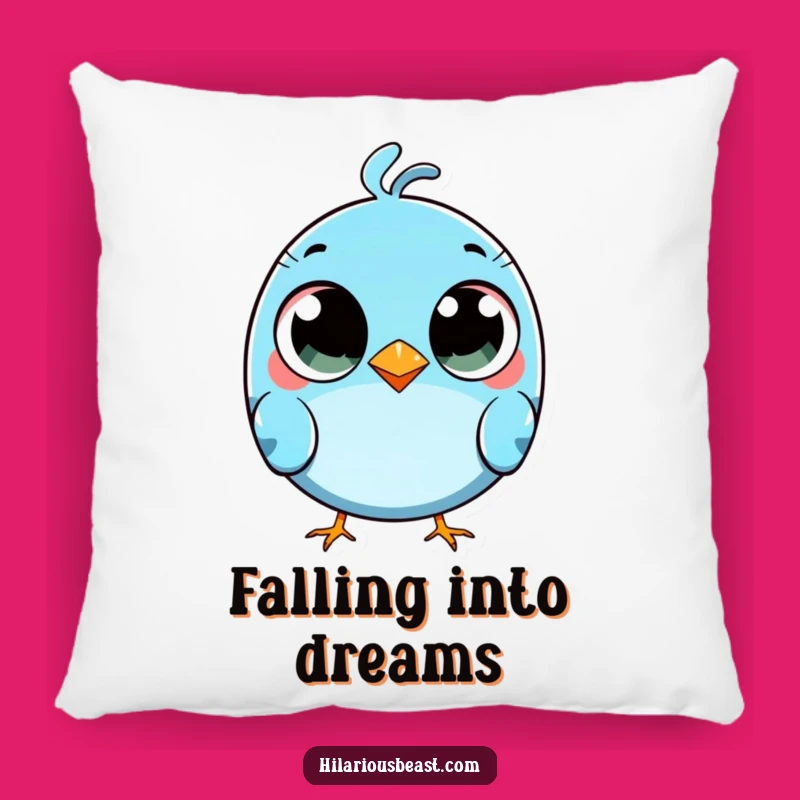 Funny Blue Bird Tripping Pillow: Soft Comfort with Wide-Eyed Surprise