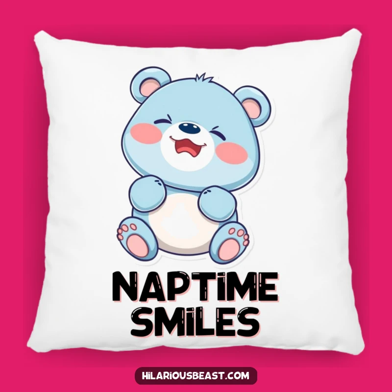 Funny Blue Bear Cub Giggling Pillow: Soft Comfort with Hilarious Charm