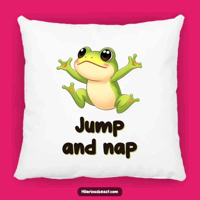 Funny Frog Pillow: Soft Surprised Leaping Frog, Cozy & Hilarious Funny Gift Decor