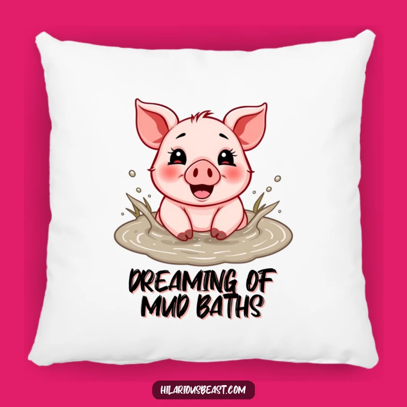 Funny Piglet Mud Puddle Pillow - Cozy Cheerful Cushion