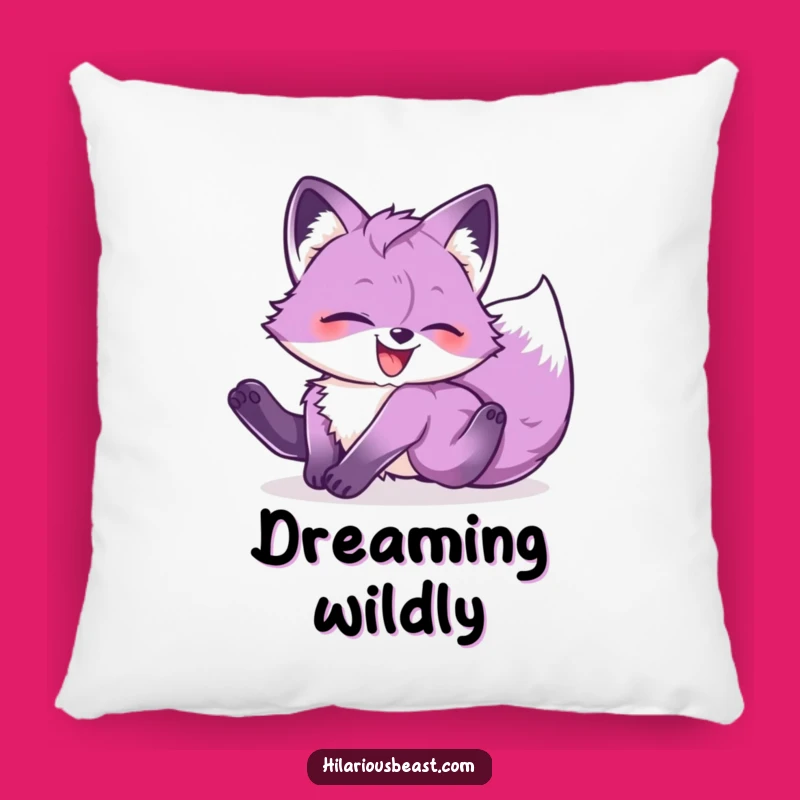 Funny Purple Fox Cub Tumbling Pillow: Soft Comfort with Hilarious Glee