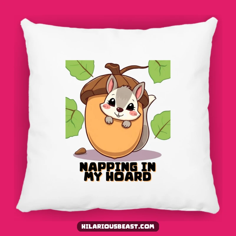 Funny Squirrel Smirk Pillow - Cozy Shy Acorn Peeker Cushion