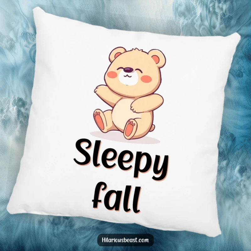 Funny Bear Cub Pillow: Soft, decorative pillow featuring a cute, clumsy bear cub tripping and giggling.