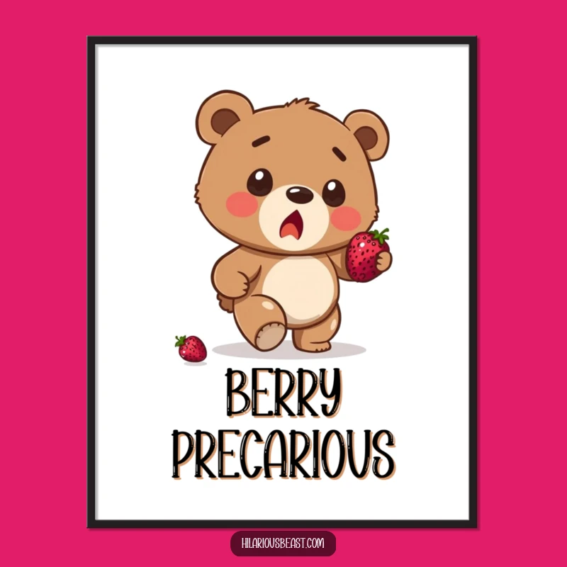 Funny Bear Cub Stumble Digital Art - Surprised Berry Balance Printable Gift
