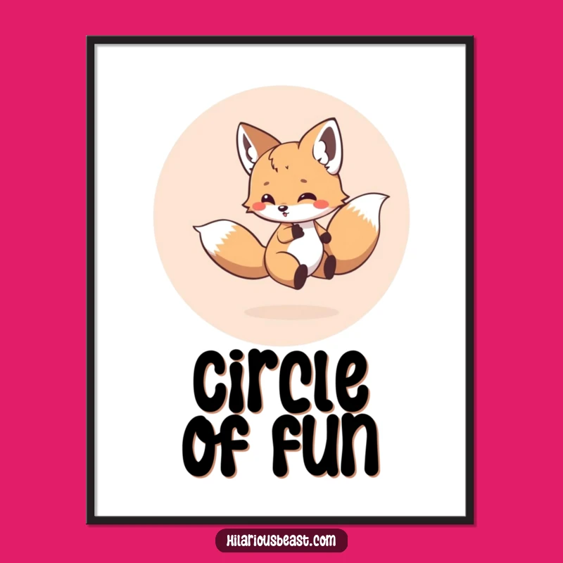 Funny Fox Cub Tail Chase Digital Art - Instant Energetic Wall Decor