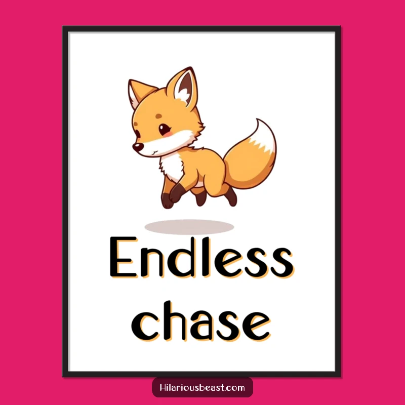 Funny Fox Cub Digital Art - High-Res Tail Chase Print, Instant Playful Gift
