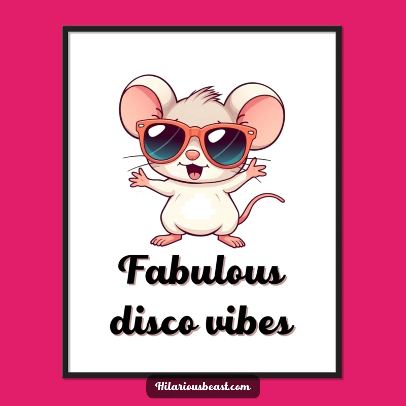 Funny Disco Mouse Digital Art - Groovy Sunglasses Printable, Instant Gift