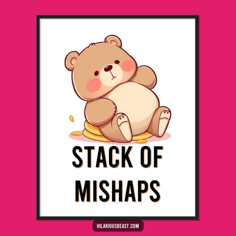 Funny Bear Pancakes Digital Art - Hilarious Animal Art for Instant Joy