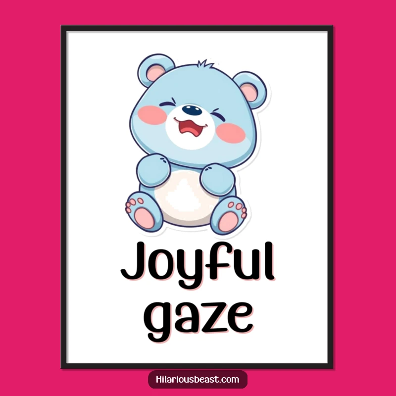 Funny Blue Bear Cub Giggling Digital Art: Instant Hilarious Downloadable Decor