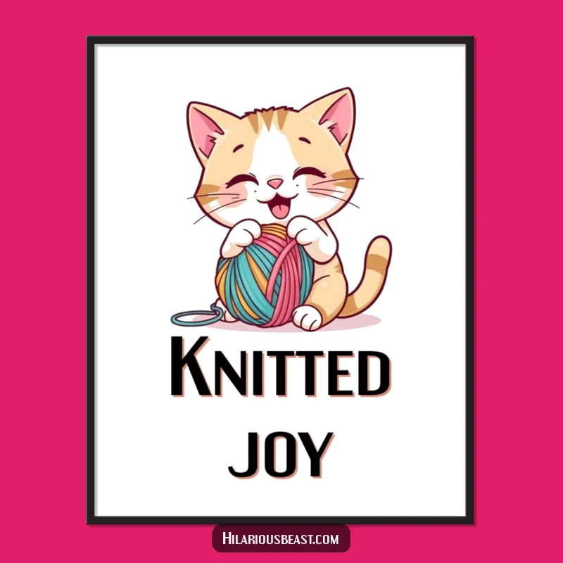 Funny Cat Yarn Digital Art: Instant Playful Charm Delivered