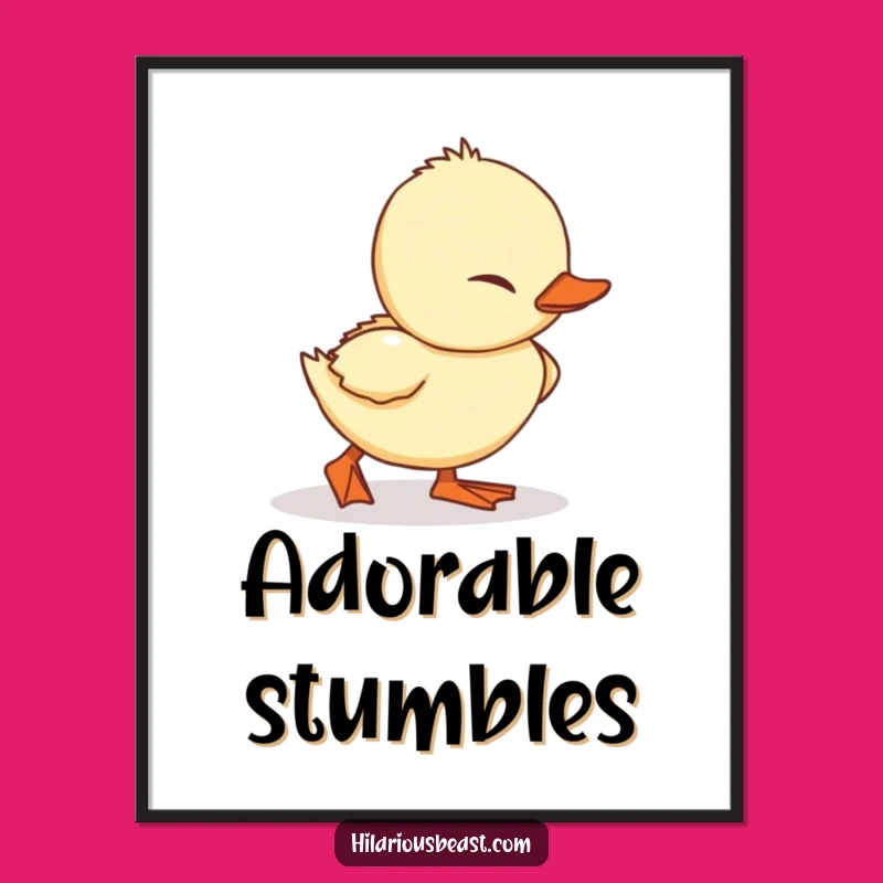 Funny Duckling Digital Art - High-Res Tripping Chick Print, Instant Cute Gift